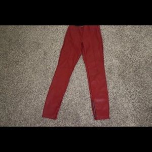 FAUX red leather pants